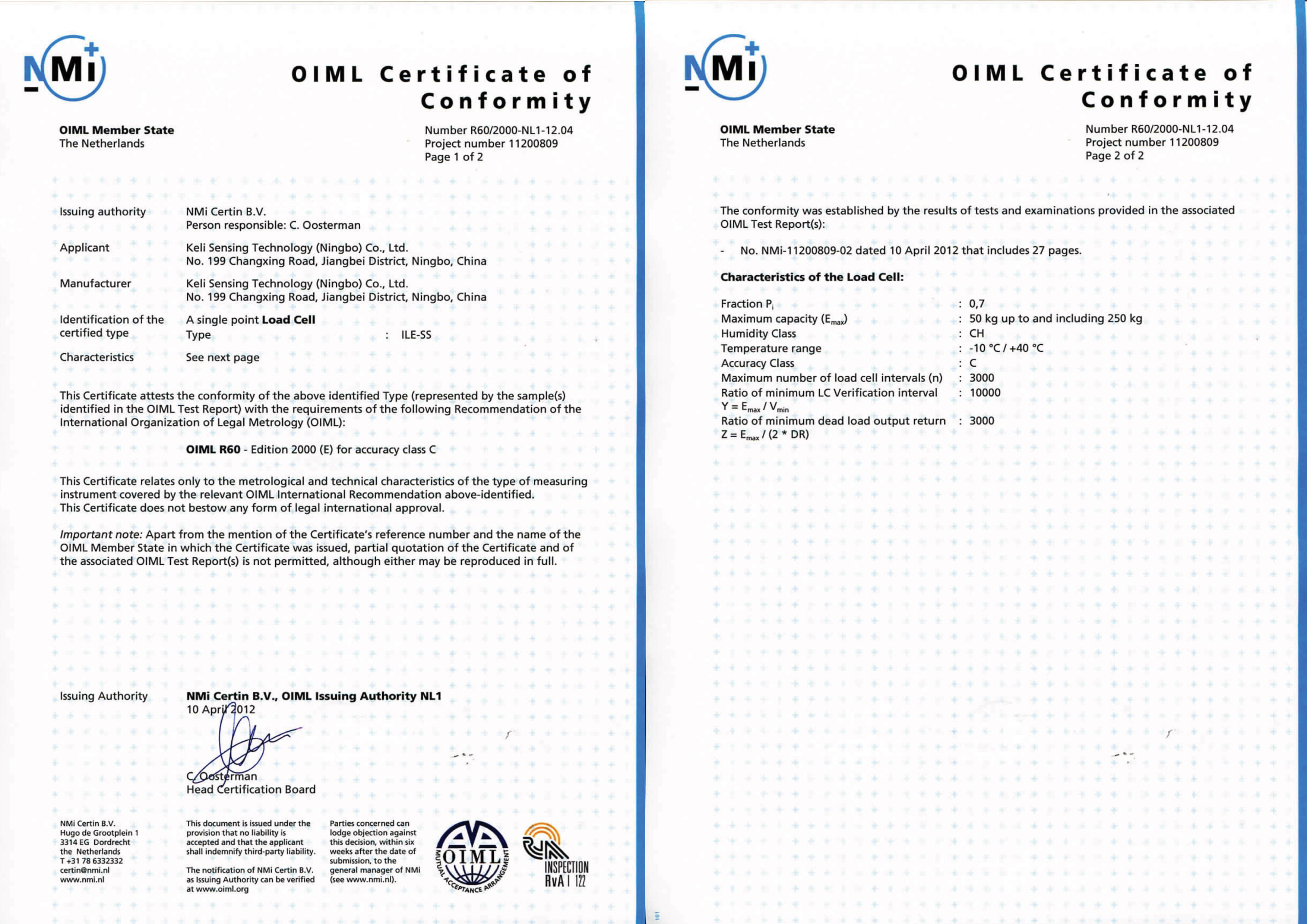 ILE-SS 50-250kg OIML