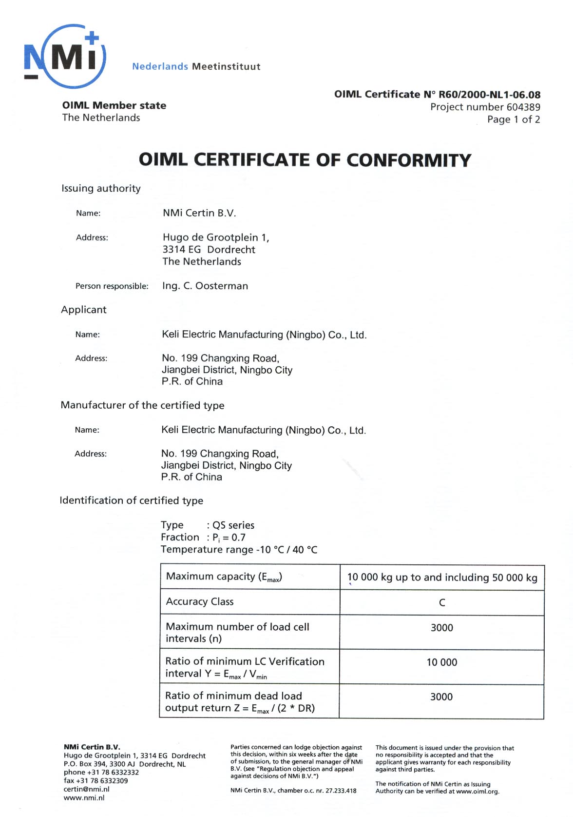 OIML-QS-1